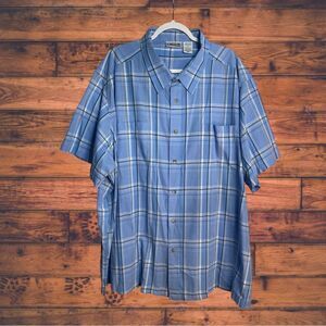 5 for $25🔥King Size Blue Plaid Button Front Shirt 4XL